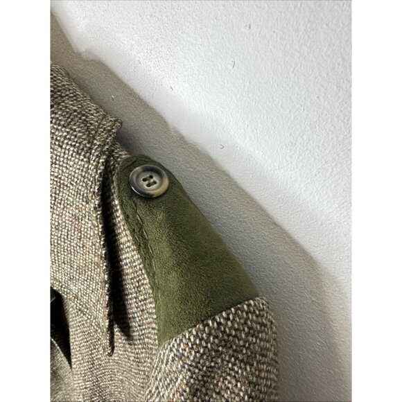 Vintage Lindner Women M Tweed Wool Jacket Green Suede Trim Equestrian 70s German - Picture 4 of 11